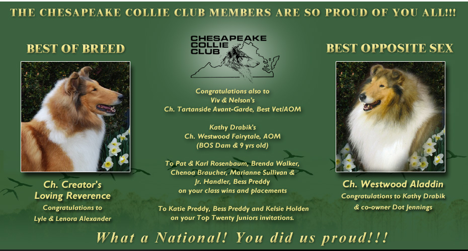 Chesapeake Collie Club congratulates 2009 CCA Winners
