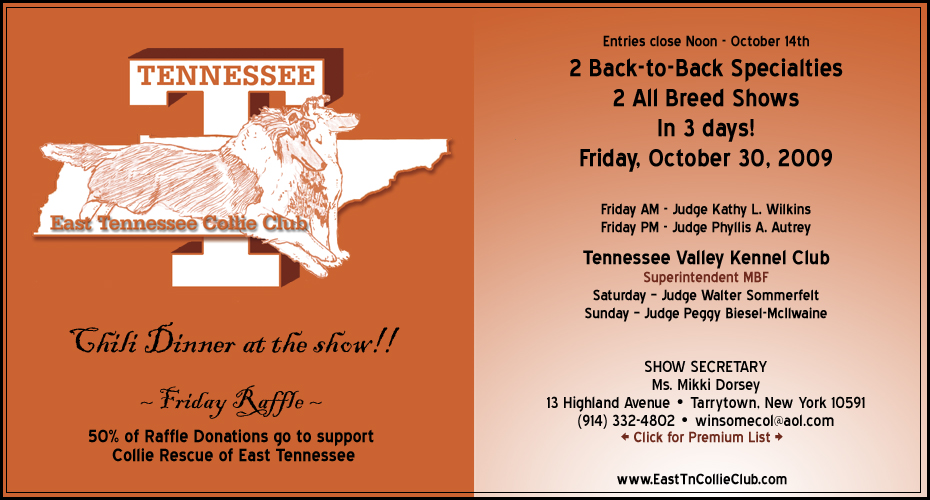 East Tennessee Collie Club -- 2009 Fall Specialty Shows