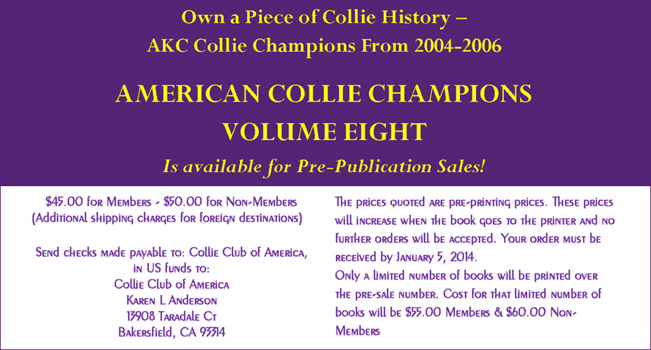 Collie Club of America -- American Collie Champions Volume Eight