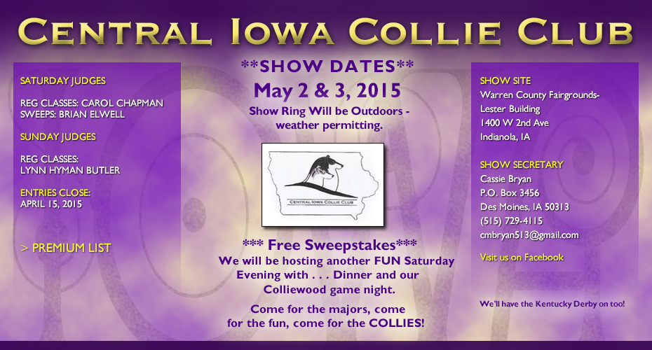 Central Iowa Collie Club -- 2015 Specialty Shows 