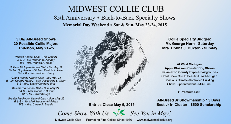 Midwest Collie Club -- 2015 Specialty Shows