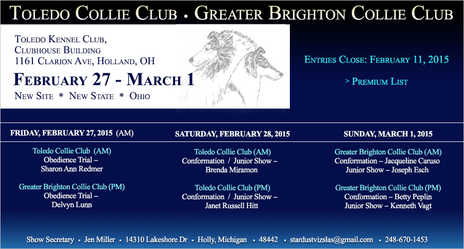 Toledo Collie Club / Greater Brighton Collie Club -- 2015 Specialty Shows