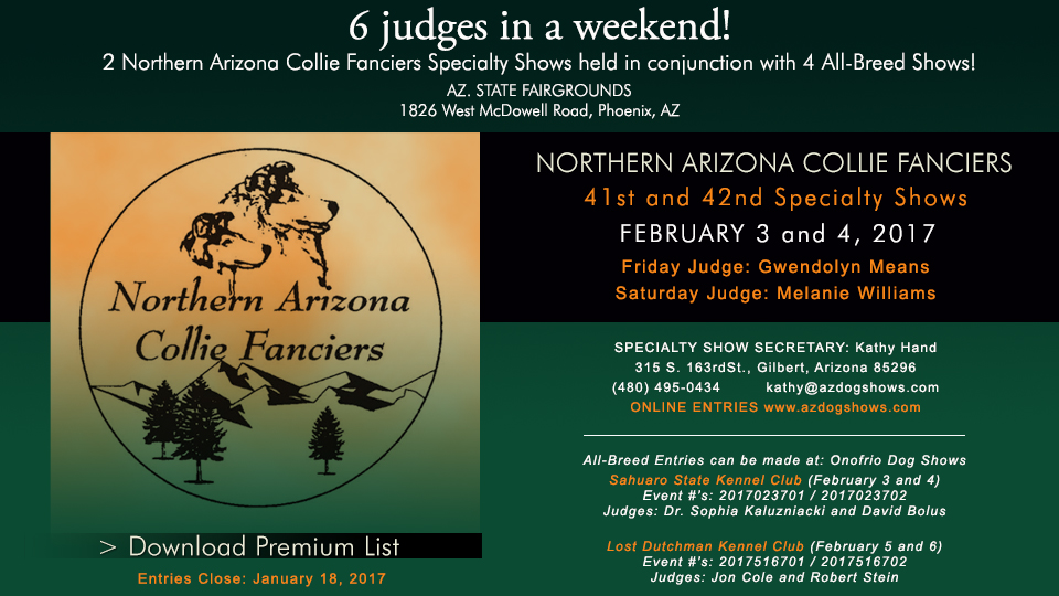 Northern Arizona Collie Fanciers -- 2017 Specialty Shows