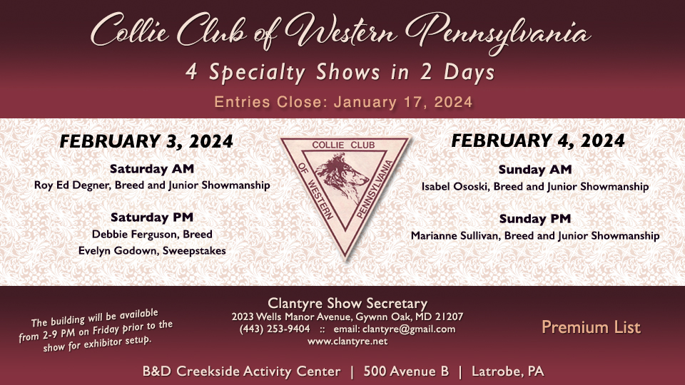 Collie Club of Western Pennsylvania -- 2024 Specialty Shows