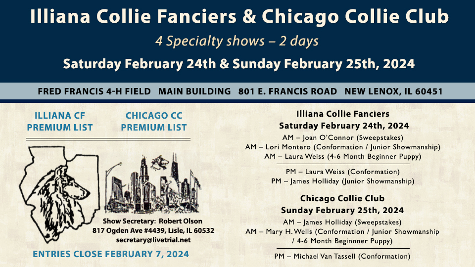 Illiana Collie Fanciers / Chicago Collie Fanciers -- 2024 Specialty Shows
