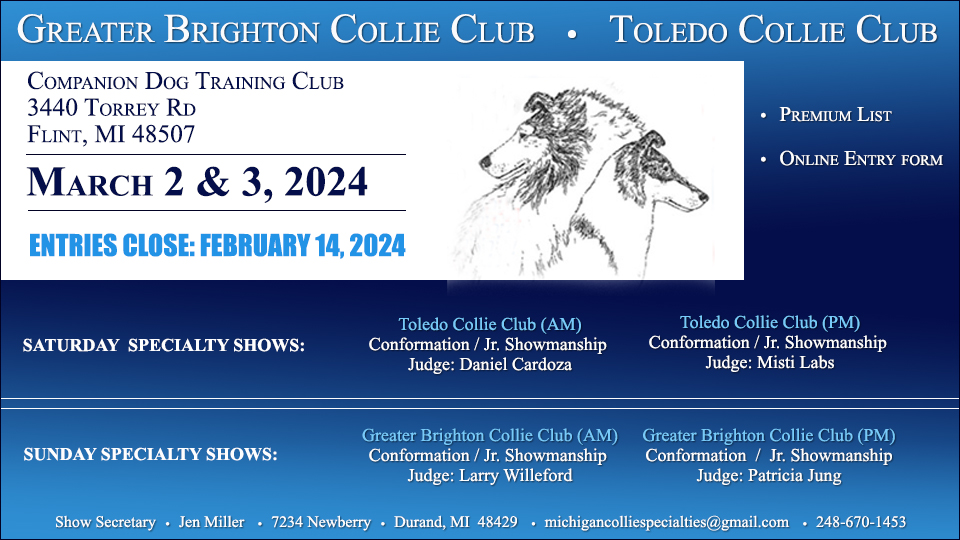 Toledo Collie Club / Greater Brighton Collie Club -- 2024 Specialty Shows