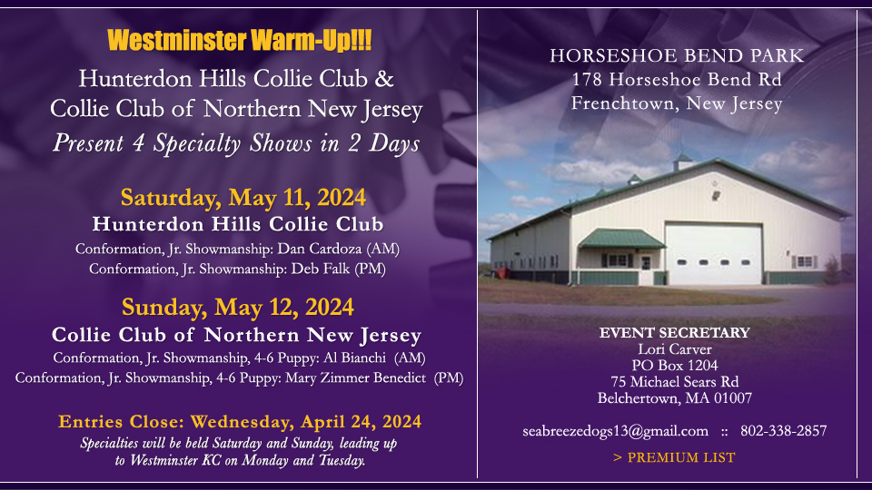 Hunterdon Hills Collie Club / Collie Club of Northern New Jersey -- 2024 Specialty Shows