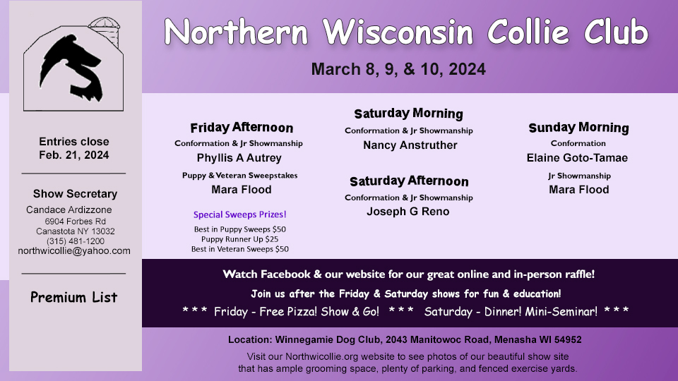 Northern Wisconsin Collie Club -- 2024 Specialty Shows