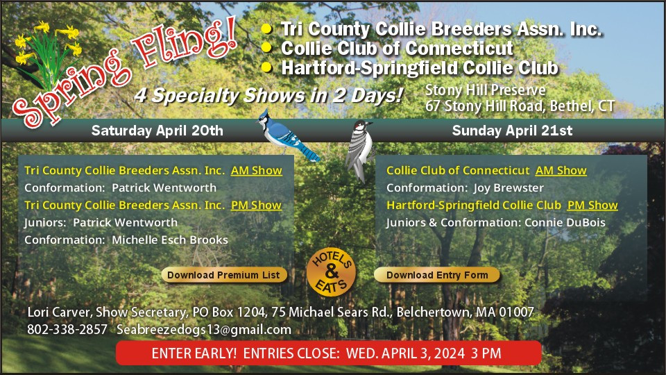 Tri County Collie Breeders Assoc. / Collie Club of Connecticut / Hartford Springfield Collie Club -- 2024 Specialty Shows