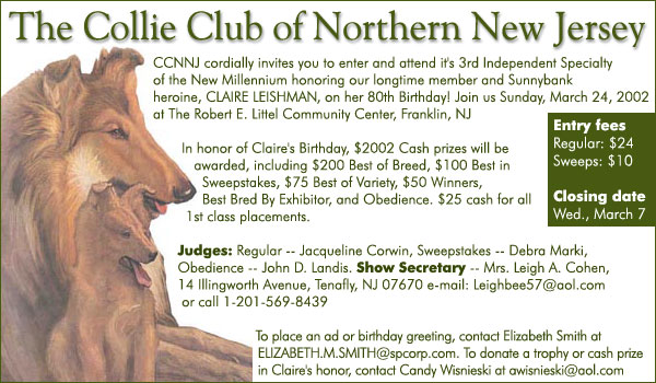 Collie Club of Northern New Jersey Match Show/Sweeps
