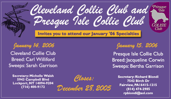 Cleveland Collie Club and Presque Isle Collie Club
