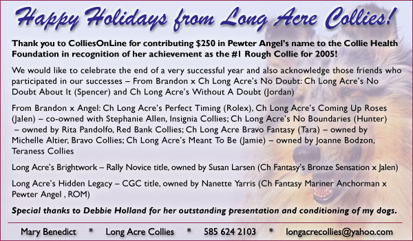 Ch. Long Acre's Pewter Angel