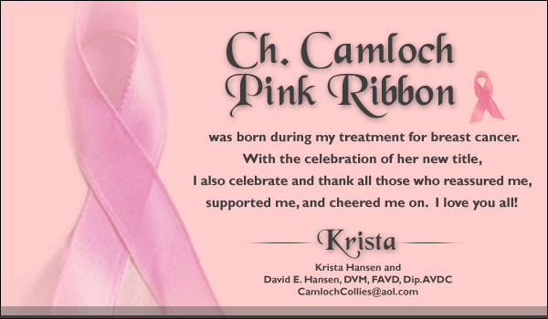 Camloch -- CH Camloch's Pink Ribbon