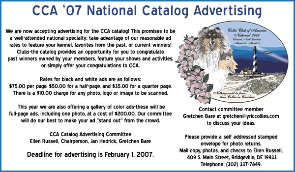 Collie Club of America -- 2007 National Catalog Advertising