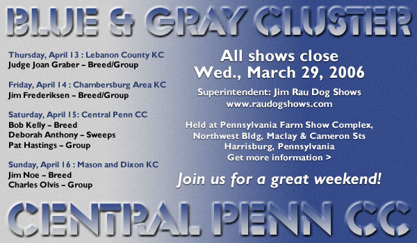 Central Penn Collie Club -- Blue & Gray Cluster, April 13 - 16