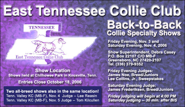 East Tennessee Collie Club -- Nov. 3 - 5