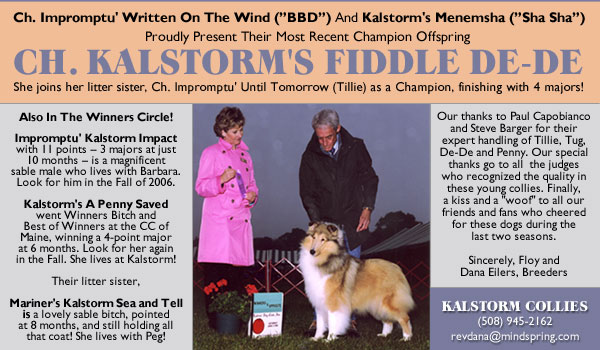 Kalstorm -- Ch. Kalstorm's Fiddle De-De