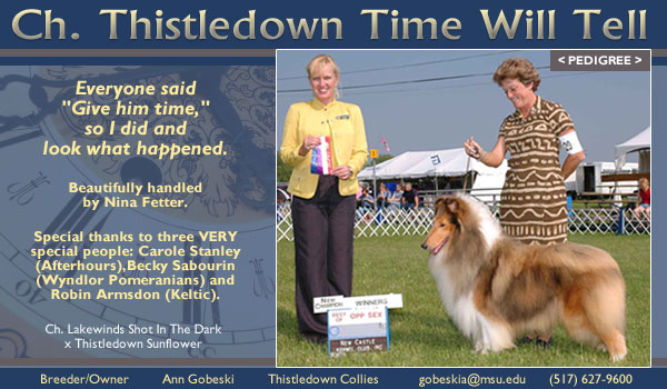 Thistledown -- Ch. Thistledown Time Will Tell