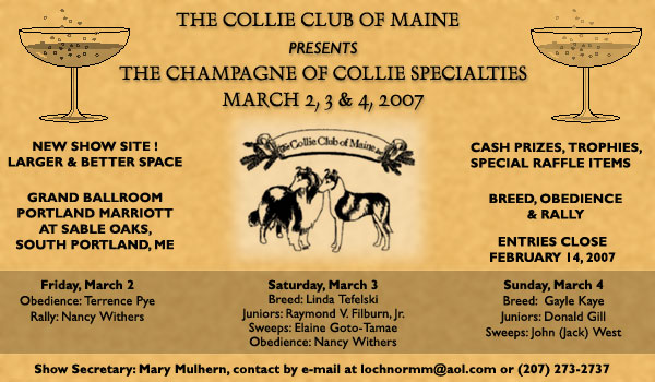 Collie Club of Maine -- March 2, 3 & 4, 2007