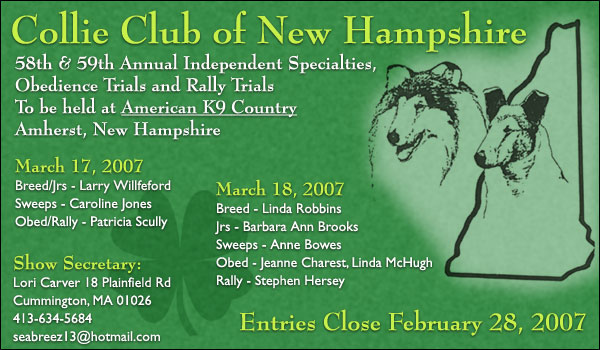 Collie Club of New Hampshire -- March 17 and 18, 2007