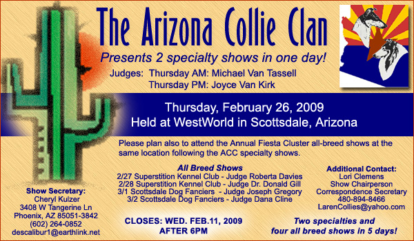 Arizona Collie Clan -- 2009 Upcoming Specialties 