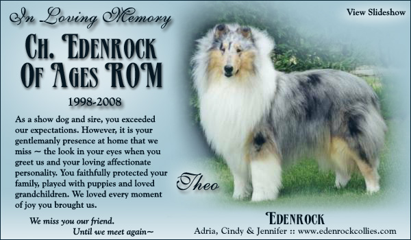 Edenrock -- In Loving Memory of CH Edenrock Of Ages ROM