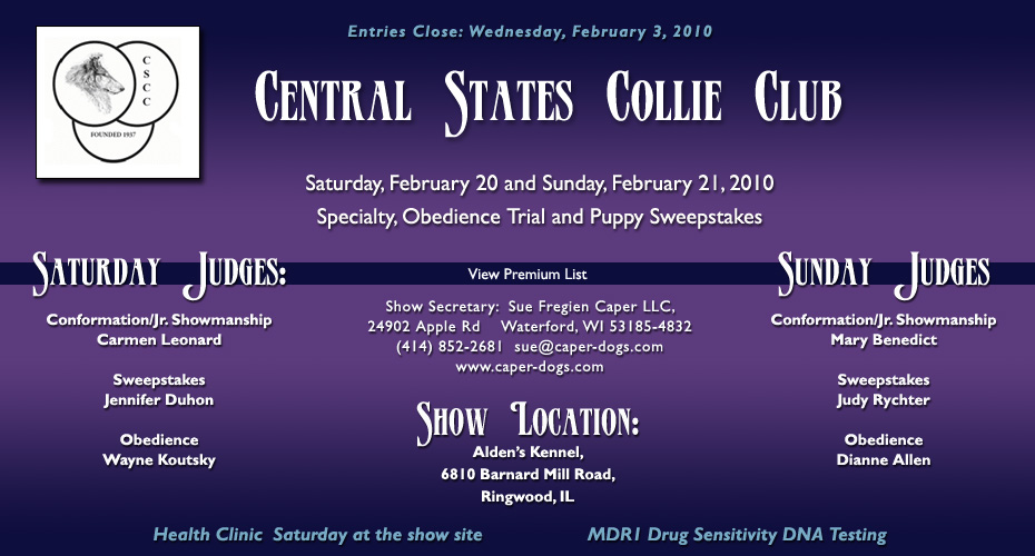 Central States Collie Club -- 2010 Specialty Shows