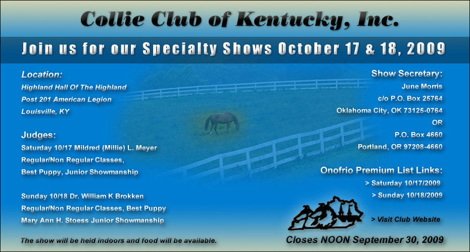 Collie Club Of Kentucky -- 2009 Fall Specialty Shows