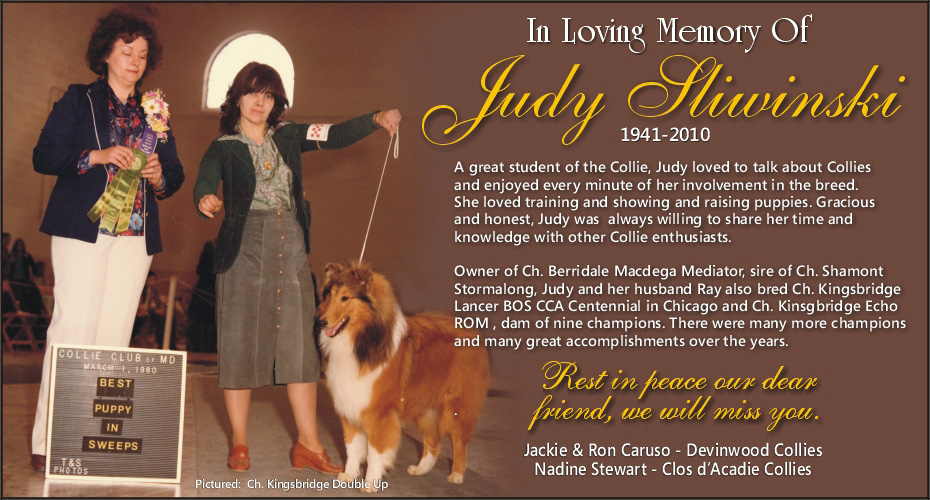 Devinwood Collies -- In Loving Memory of Judy Sliwinski