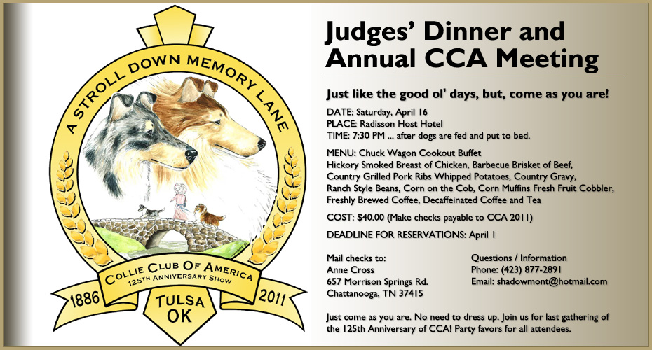 Collie Club of America 2011 National Specialty -- Judges' Dinner and Annual CCA Meeting