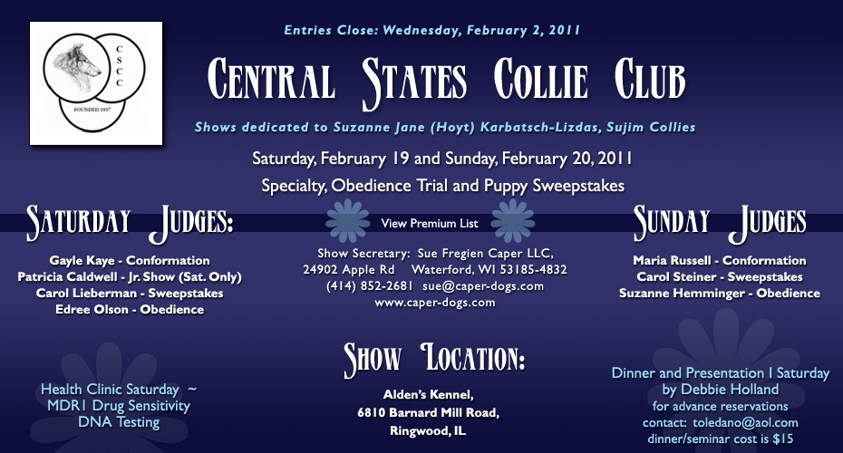 Central States Collie Club -- 2011 Specialty Shows