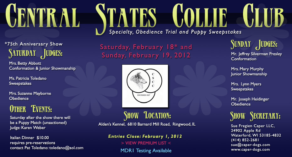 Central States Collie Club -- 2012 Specialty Shows