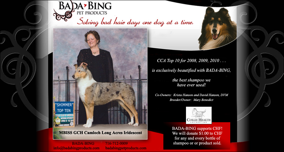 BA DA BING Pet Products -- GCH Camloch Long Acres Iridescent