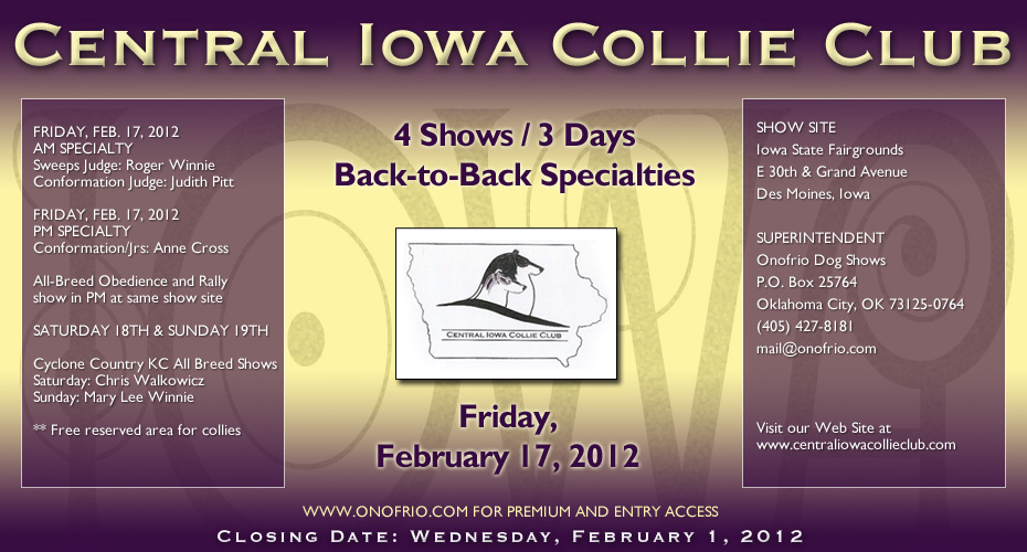 Central Iowa Collie Club -- 2012 Specialty Shows