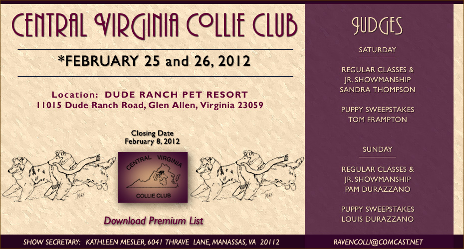 Central Virginia Collie Club -- 2012 Specialty Shows