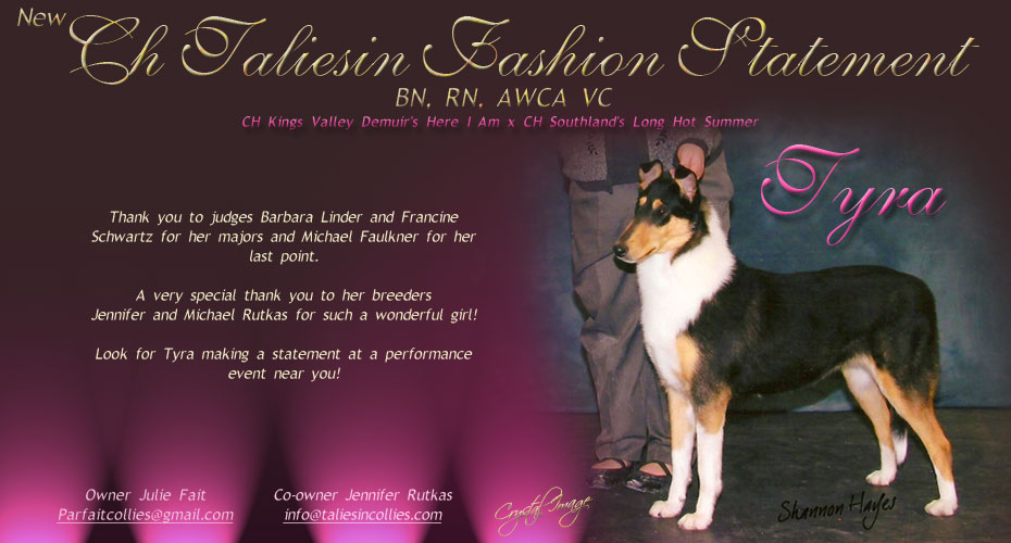 Parfait Collies -- CH Taliesin Fashion Statement