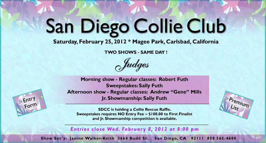 San Diego Collie Club -- 2012 Specialty Shows