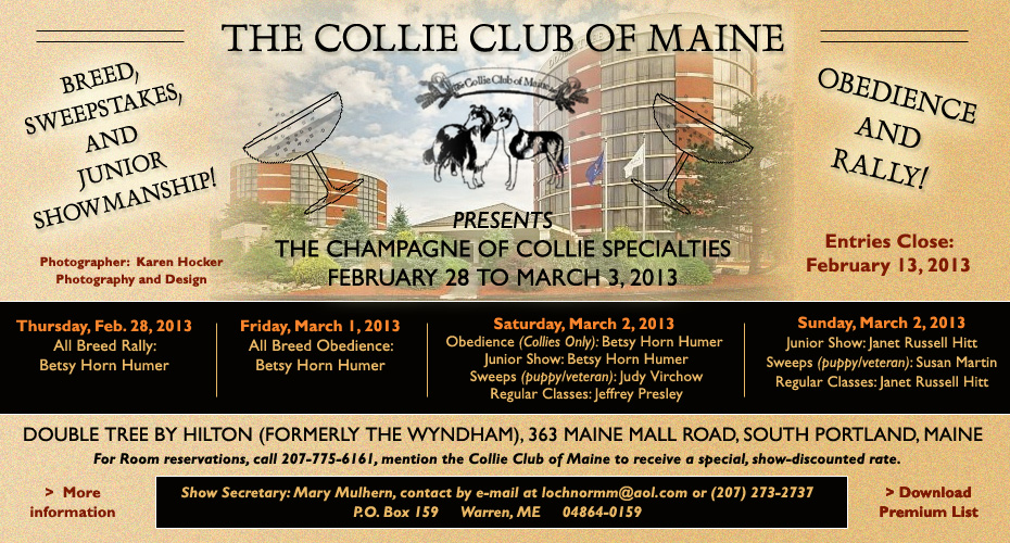 The Collie Club Of Maine -- 2013 Upcoming Specialty Shows, Obedience and Rally