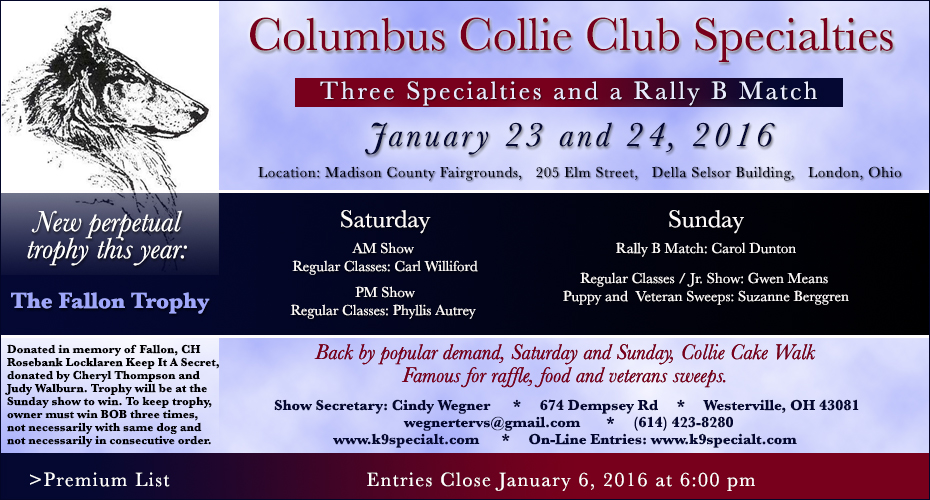 Columbus Collie Club -- 2016 Specialty Shows and Rally B Match