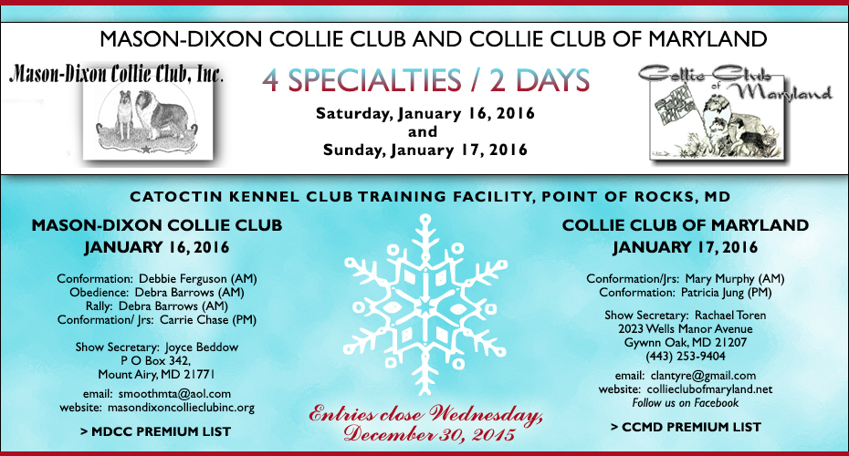 Mason-Dixon Collie Club / Collie Club Of Maryland -- 2016 Specialty Shows