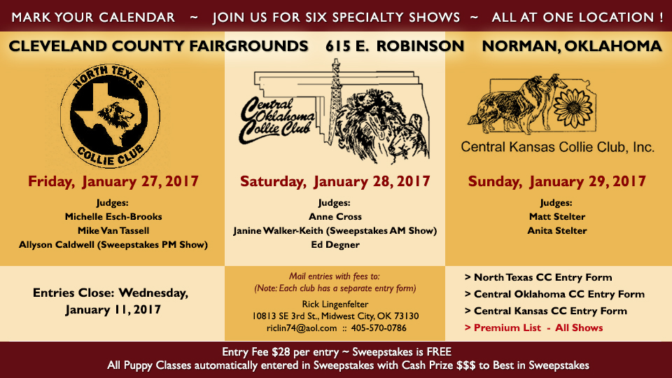 North Texas Collie Club / Central Oklahoma Collie Club / Central Kansas Collie Club -- 2017 Specialty Shows