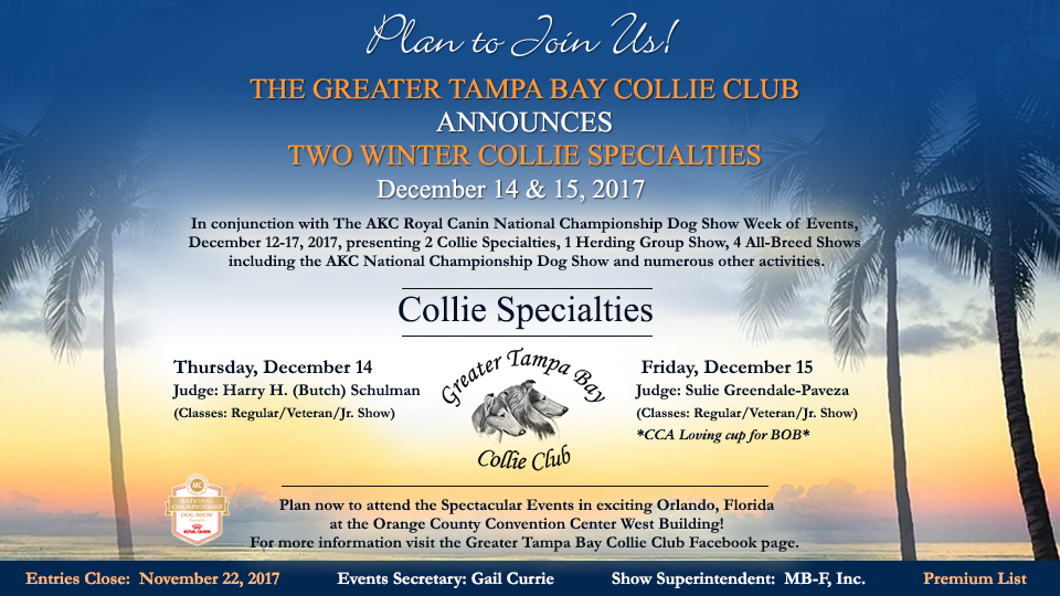 Greater Tampa Bay Collie Club -- 2017 Winter Specialty Shows
