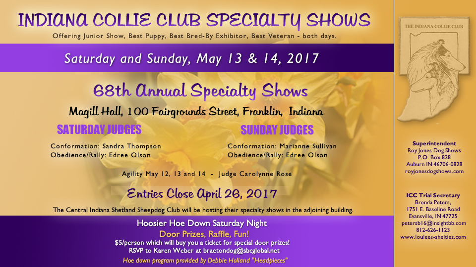 Indiana Collie Club -- 2017 Specialty Shows 