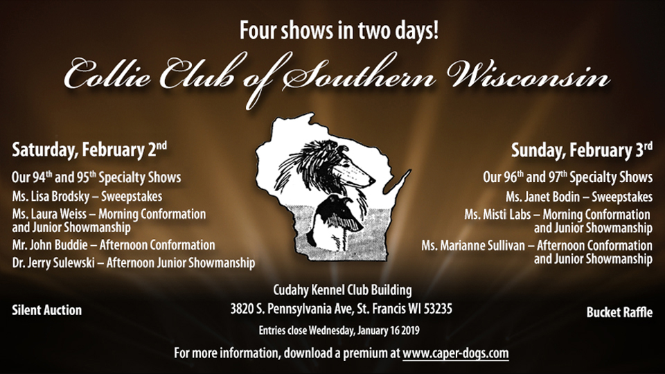 Collie Club of Southern Wisconsin -- 2019 Specialty Shows