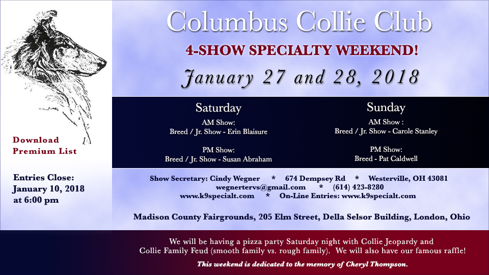 Columbus Collie Club -- 2018 4 Show Specialty Weekend