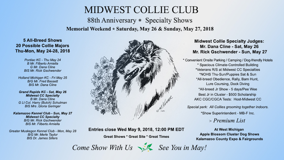 Midwest Collie Club -- 2018 Specialty Shows