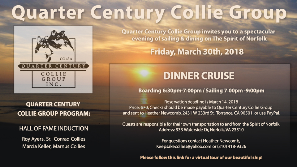 Quarter Century Collie Group Banquet -- 2018 Dinner Cruise