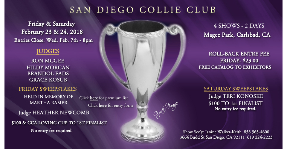 San Diego Collie Club -- 2018 Specialty Shows