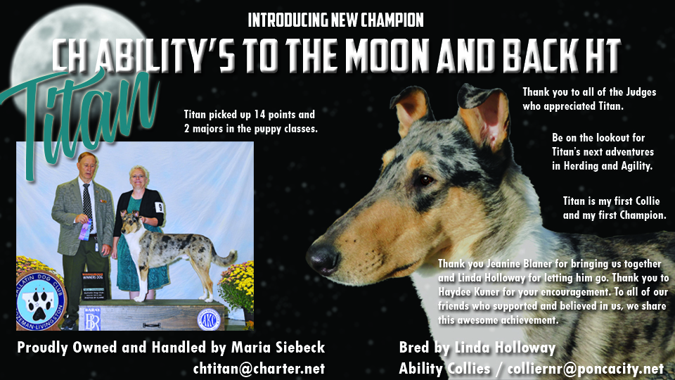 Maria Siebeck -- CH Ability's To The Moon And Back HT