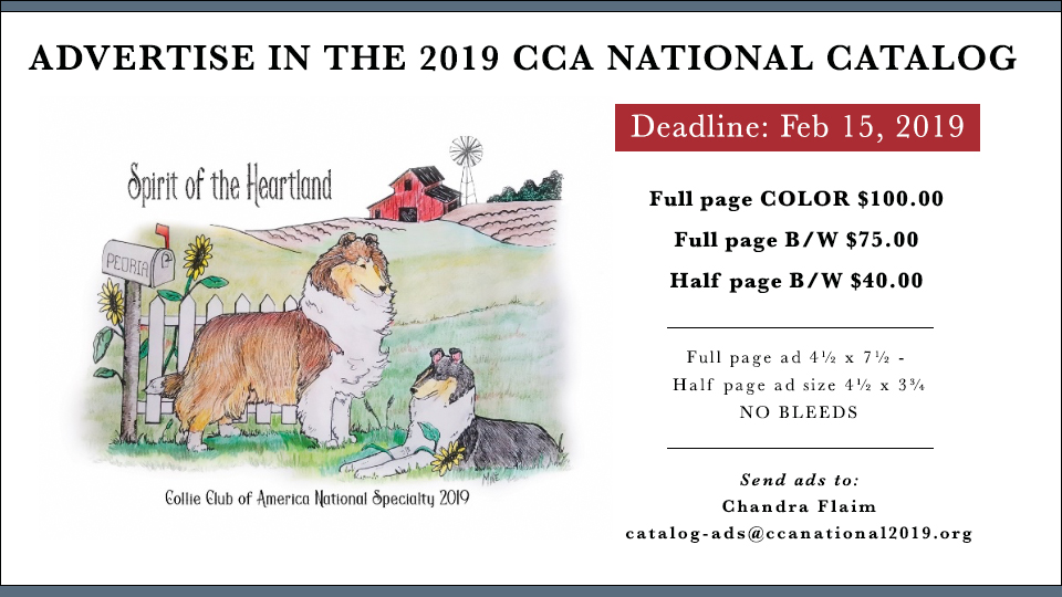 Collie Club Of America -- 2019 CCA National Catalog Advertising